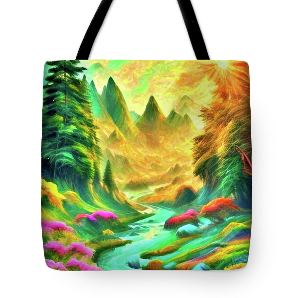 Watercolor Tote Bag featuring the painting The beauty of nature watercolor painting 11 by Digitly