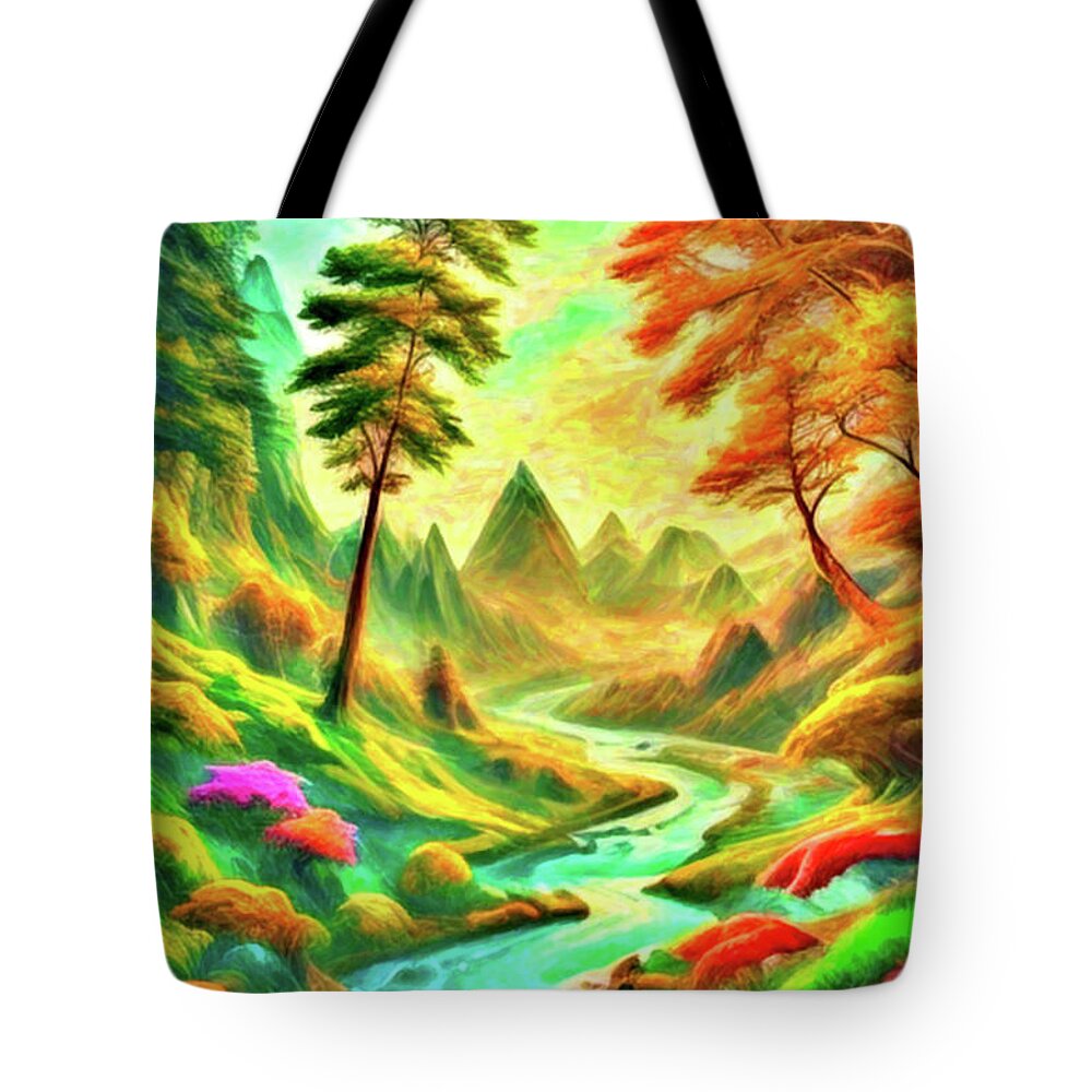 Watercolor Tote Bag featuring the painting The beauty of nature watercolor painting 12 by Digitly
