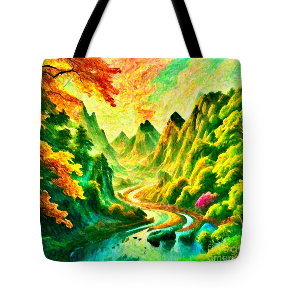 Watercolor Tote Bag featuring the painting The beauty of nature watercolor painting 13 by Digitly