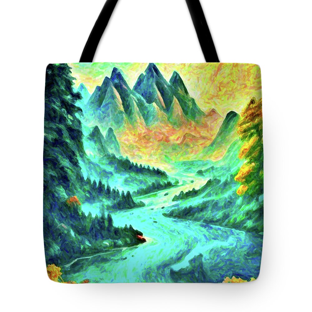 Watercolor Tote Bag featuring the painting The beauty of nature watercolor painting 15 by Digitly