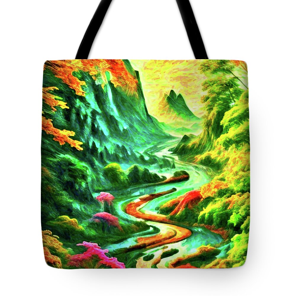 Watercolor Tote Bag featuring the painting The beauty of nature watercolor painting 4 by Digitly