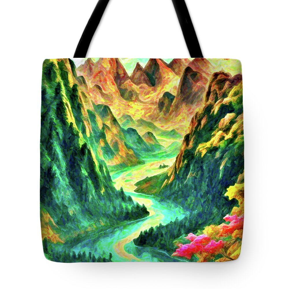 Watercolor Tote Bag featuring the painting The beauty of nature watercolor painting 6 by Digitly