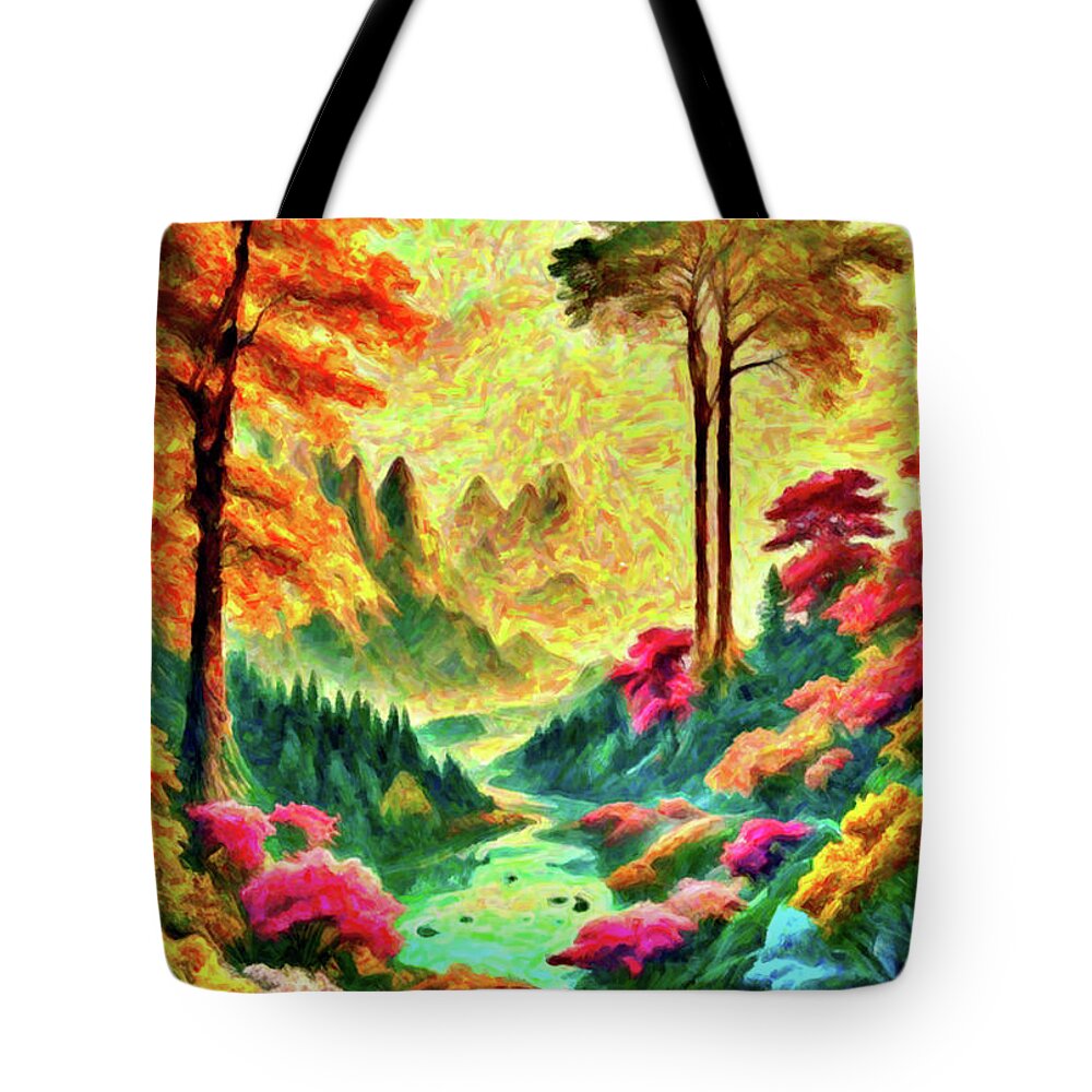 Watercolor Tote Bag featuring the painting The beauty of nature watercolor painting 9 by Digitly