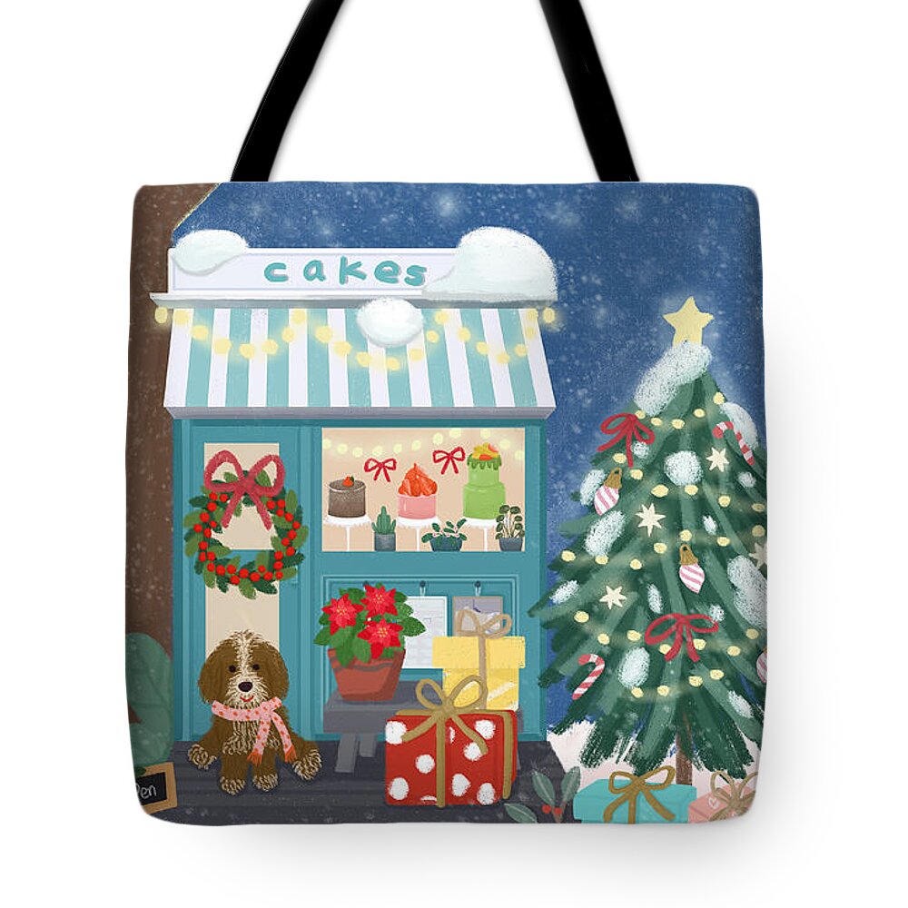 Christmas Tote Bag featuring the drawing The best holiday by Min fen Zhu