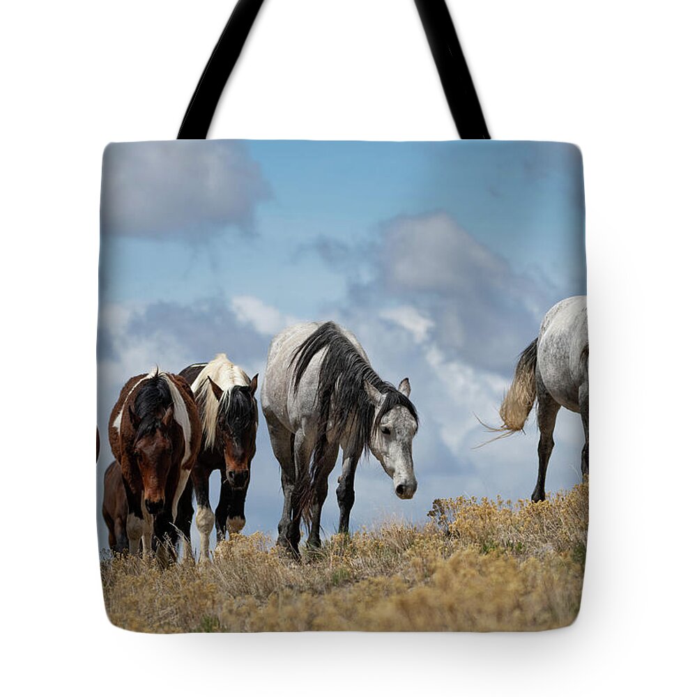 Wild Horses Tote Bag featuring the photograph The Best View by Mary Hone