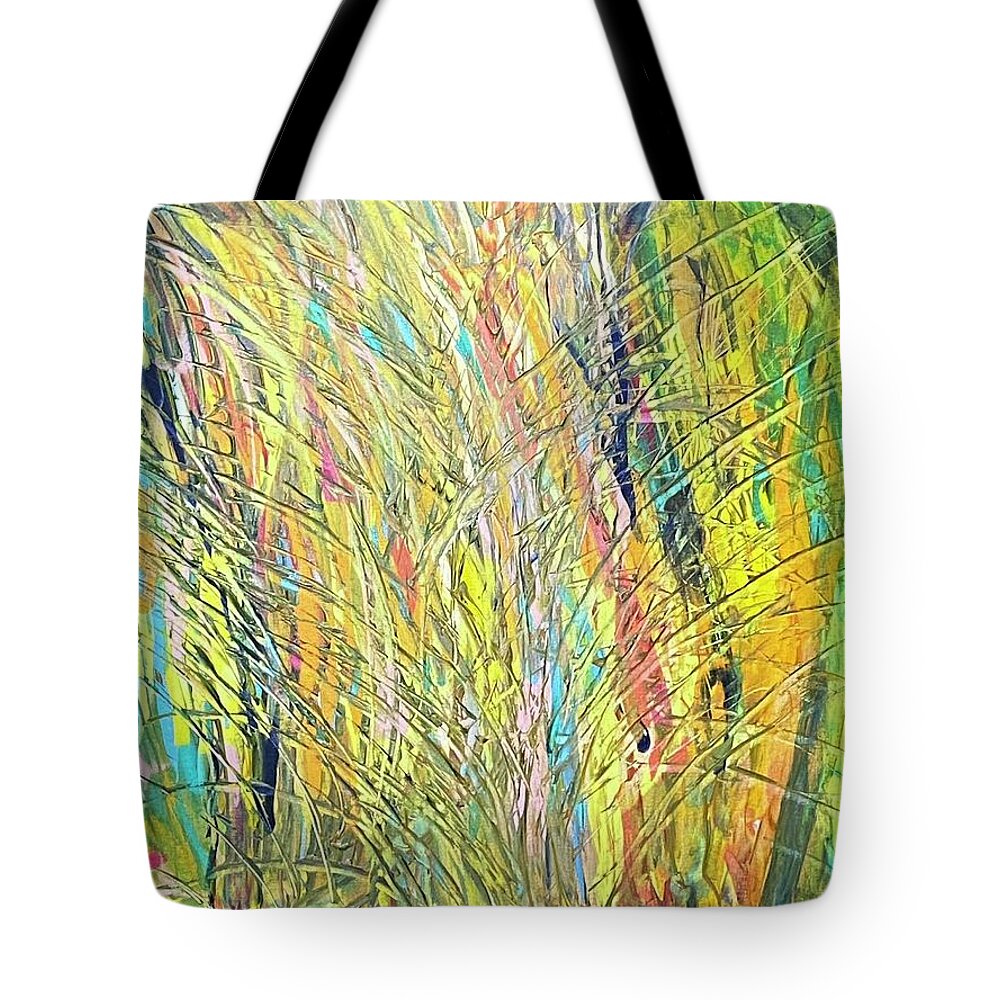 Abstract Tote Bag featuring the painting The Better It Gets The Better It Gets Flow Codes by Anjel B Hartwell
