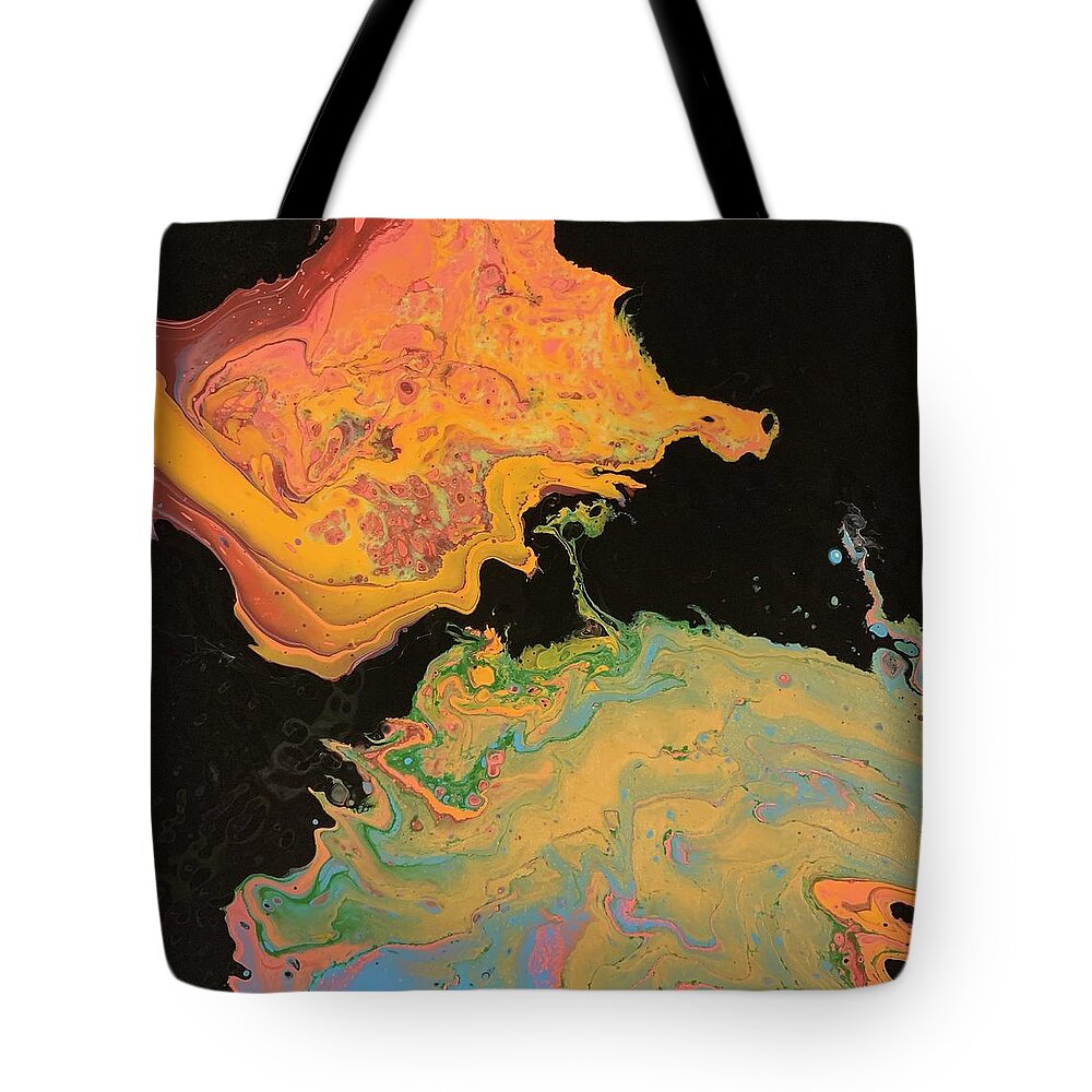 Space Tote Bag featuring the painting The bite by Nicole DiCicco