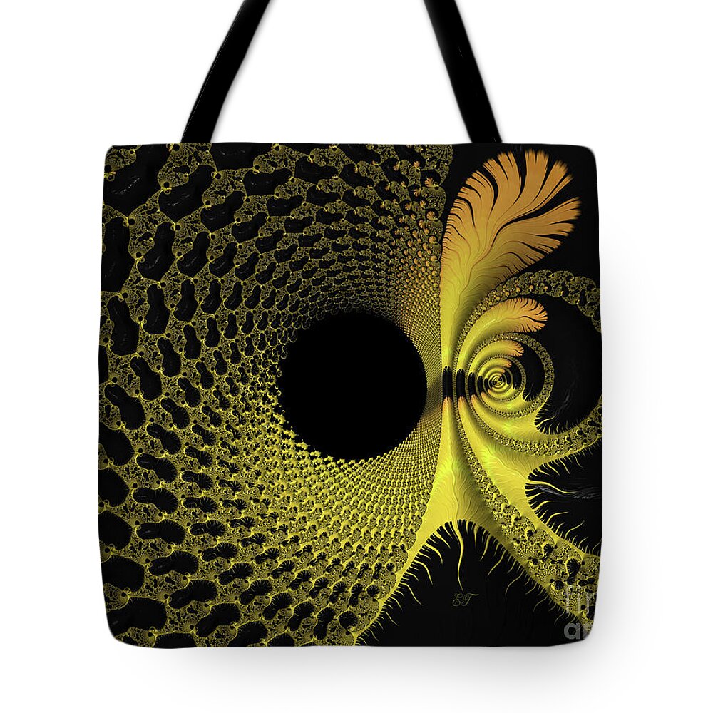 Fractal Tote Bag featuring the digital art The Black Hole by Elaine Teague