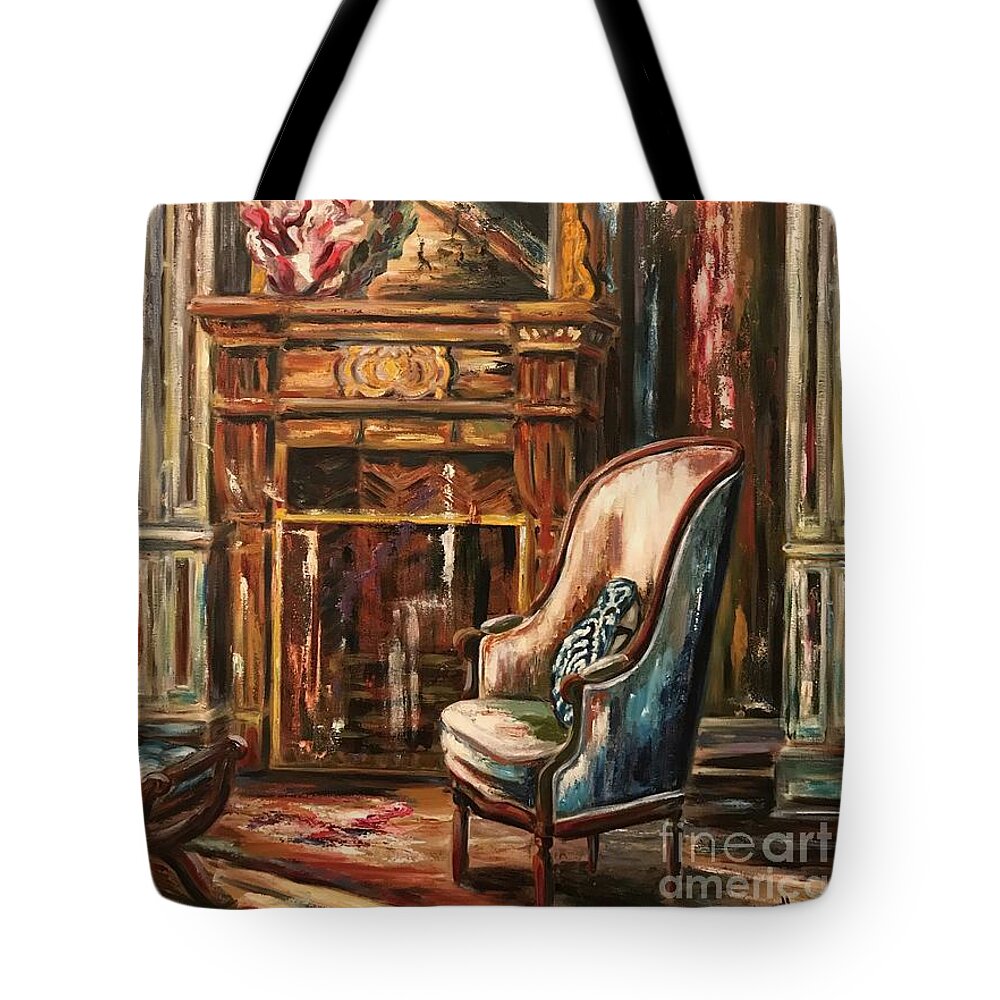 Home Decor Tote Bag featuring the painting The Blue and White Pillow by Sherrell Rodgers