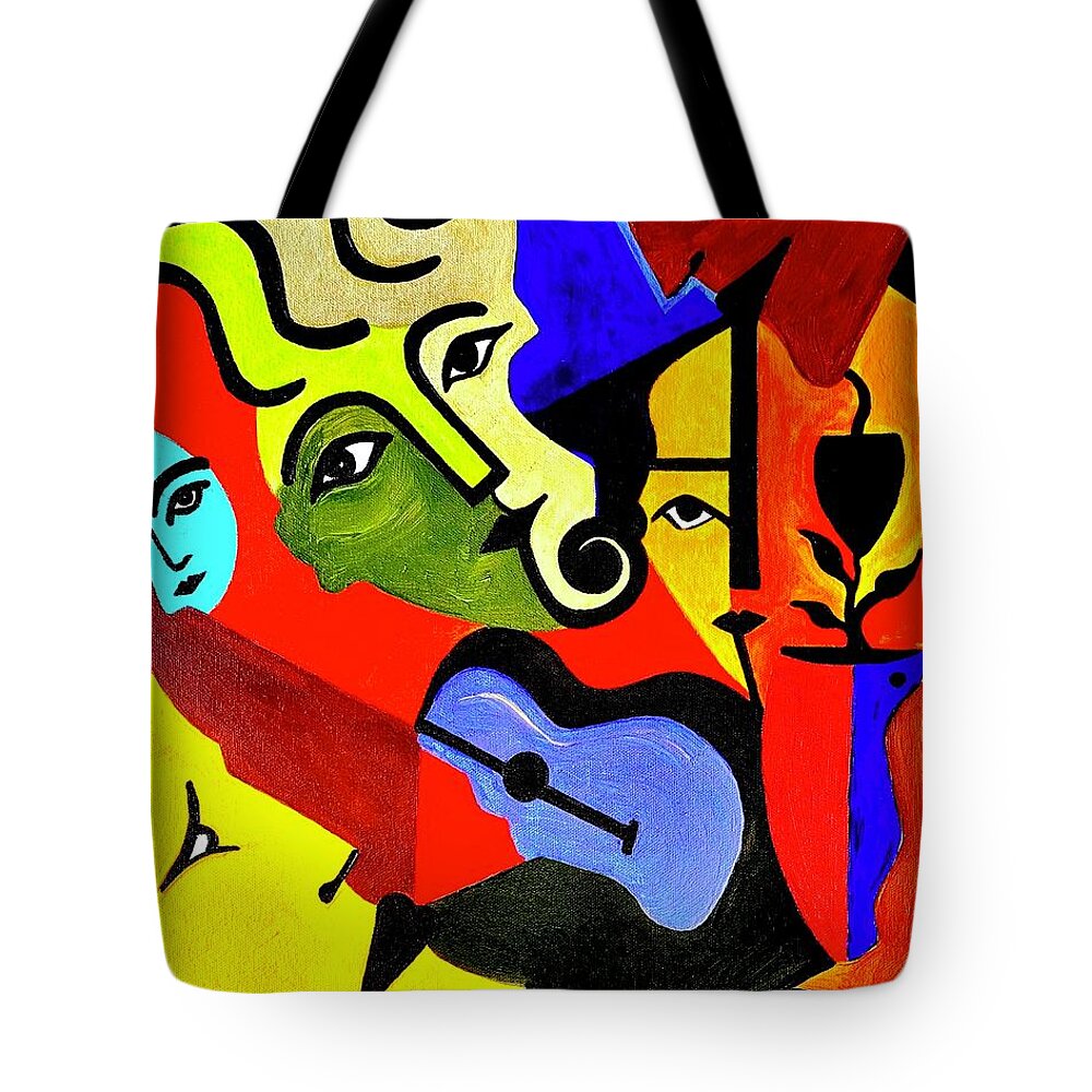 Wall Art Tote Bag featuring the painting The Blue Guitar by Bodo Vespaciano
