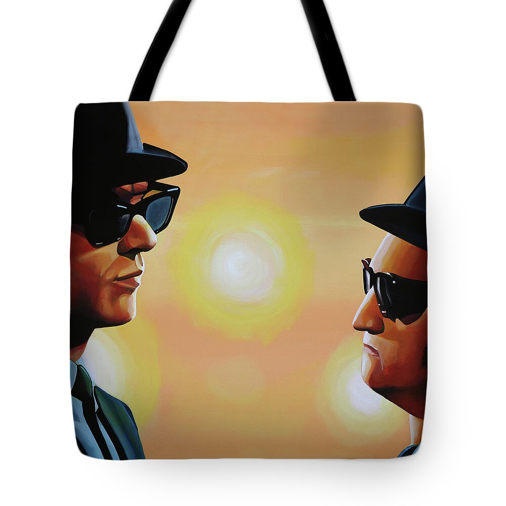 The Blues Brothers Tote Bag featuring the painting The Blues Brothers Art Painting by Paul Meijering