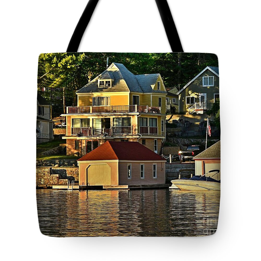 Boat Tote Bag featuring the photograph The Boat House by Steve Brown
