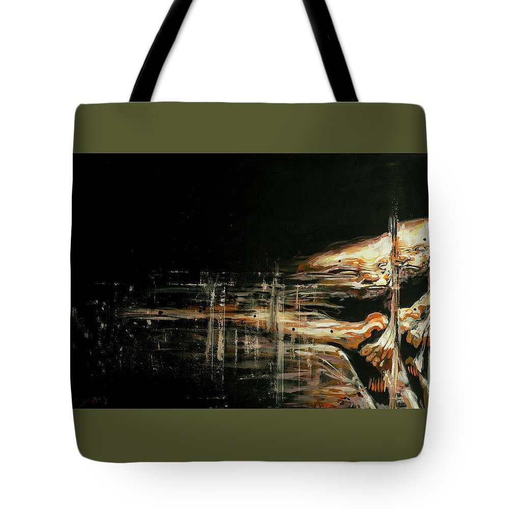 #paint Tote Bag featuring the painting The Bond. Study of a Portrait by Veronica Huacuja