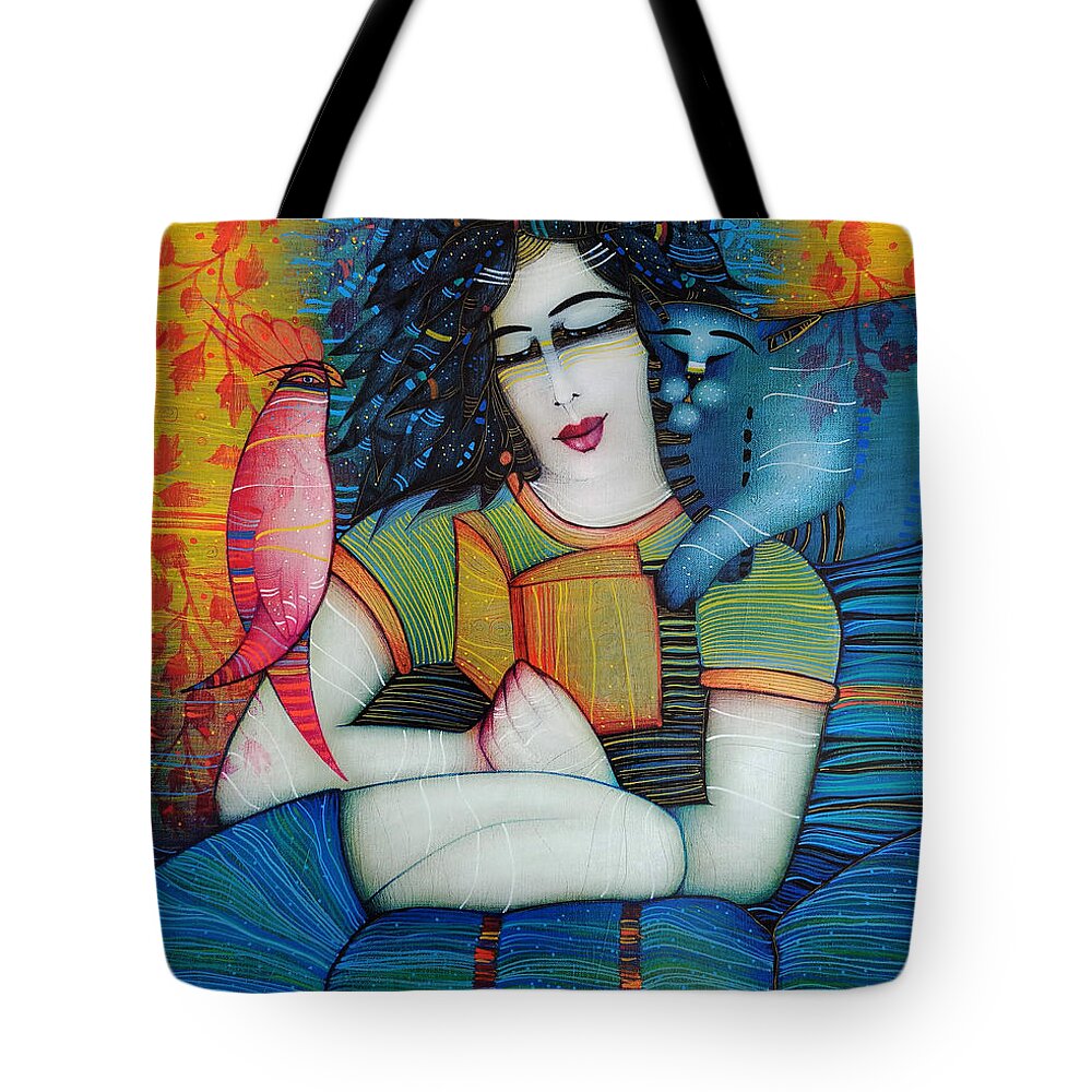 Albena Tote Bag featuring the painting The book by Albena Vatcheva