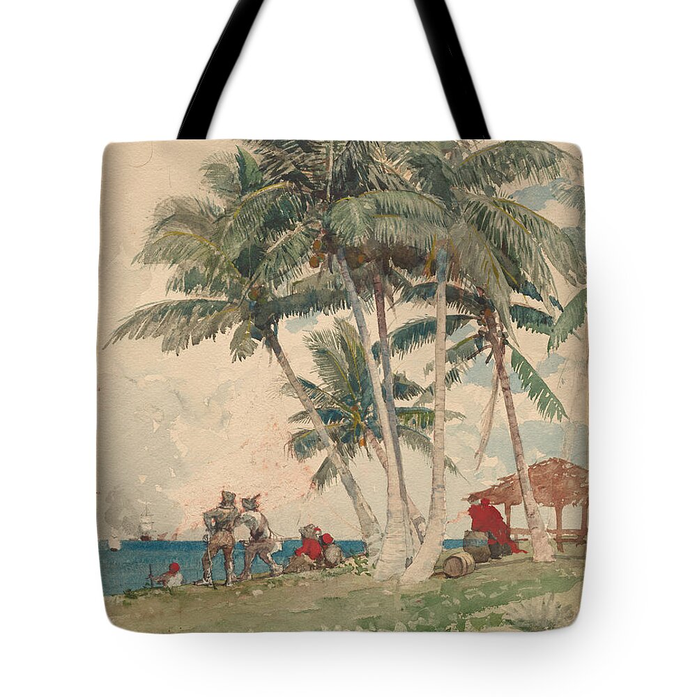 Winslow Homer Tote Bag featuring the drawing The Buccaneers by Winslow Homer