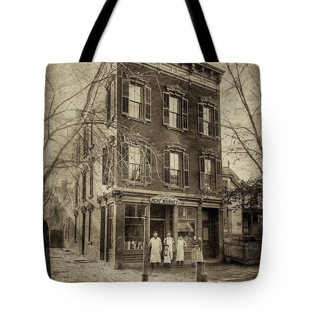 Butcher Tote Bag featuring the photograph The Butchers with Their Knives by Phil Cardamone