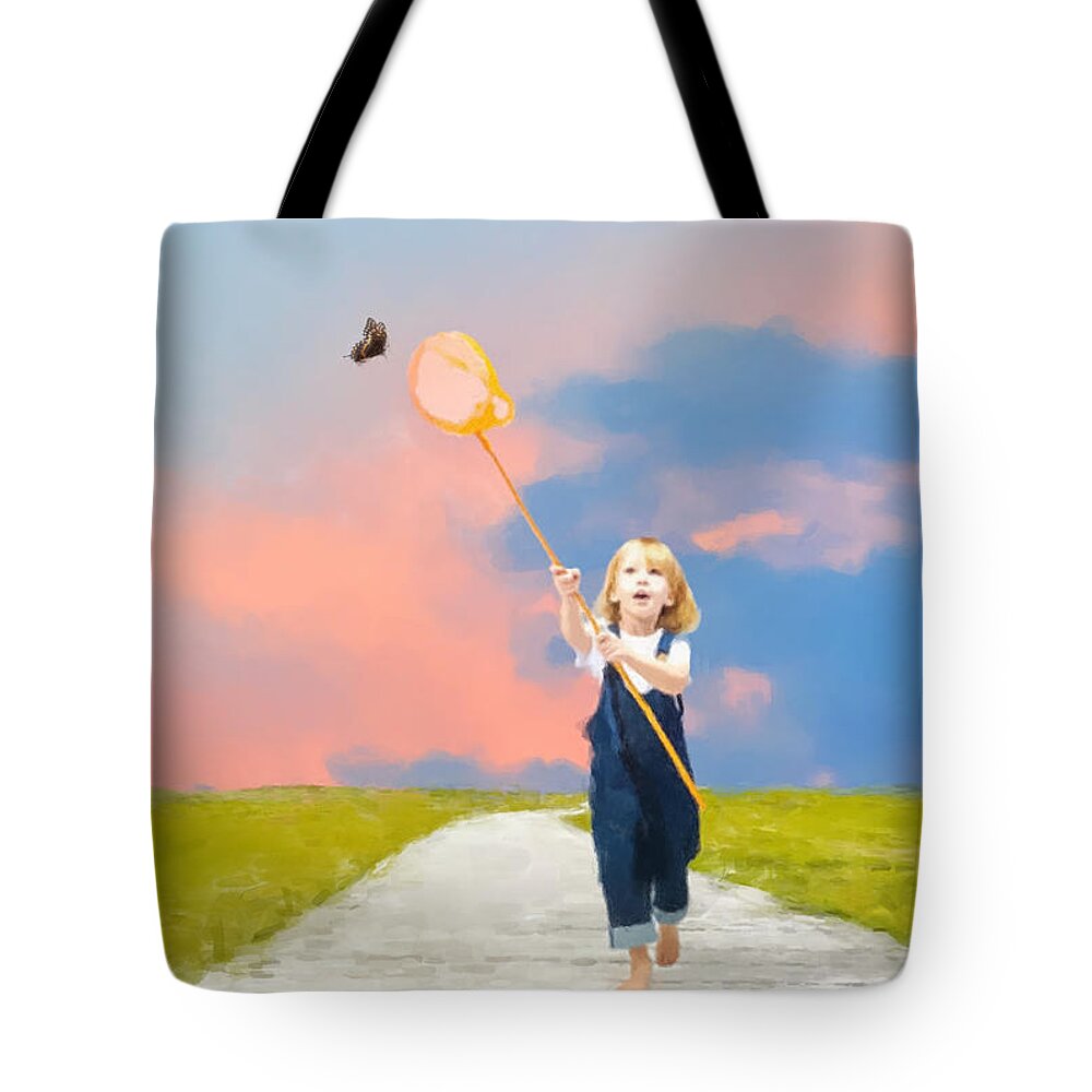  Tote Bag featuring the painting The Butterfly Catcher by Gary Arnold