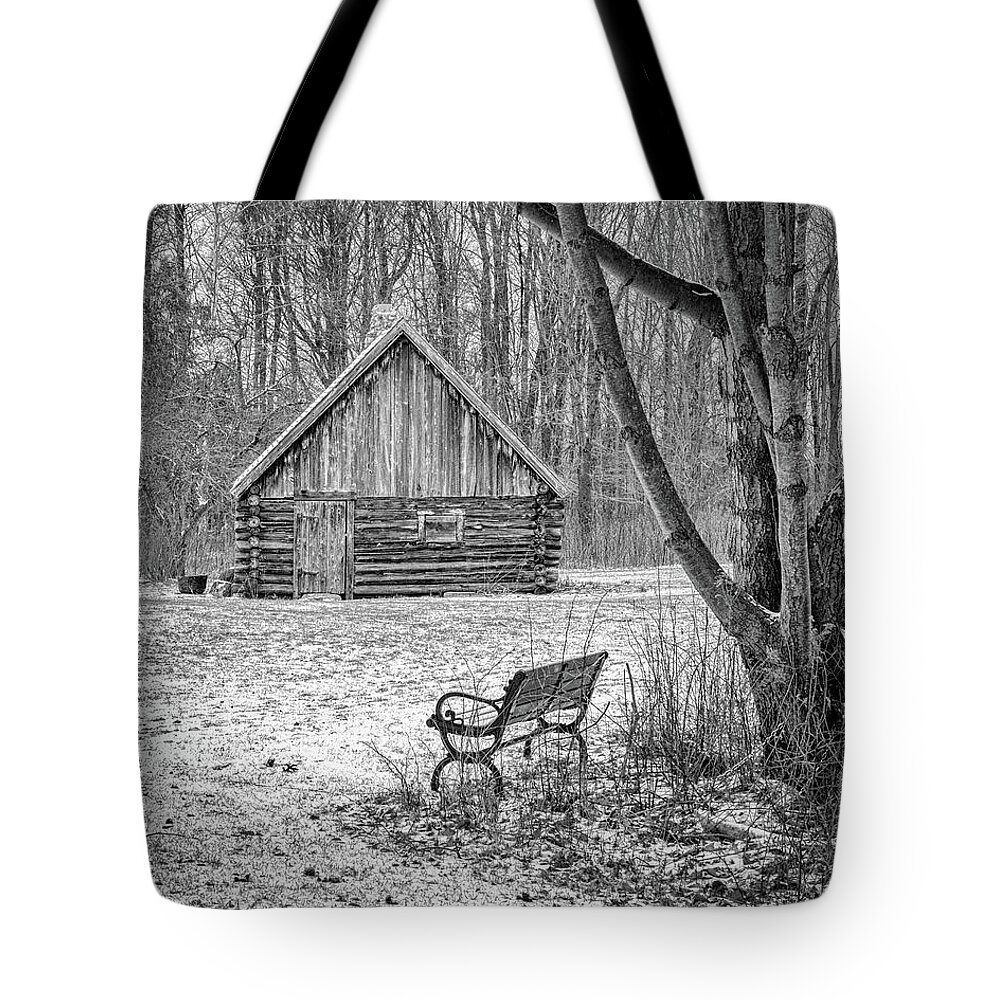 Log Cabin Tote Bag featuring the photograph The Cabin at Baltimore Woods by Rod Best