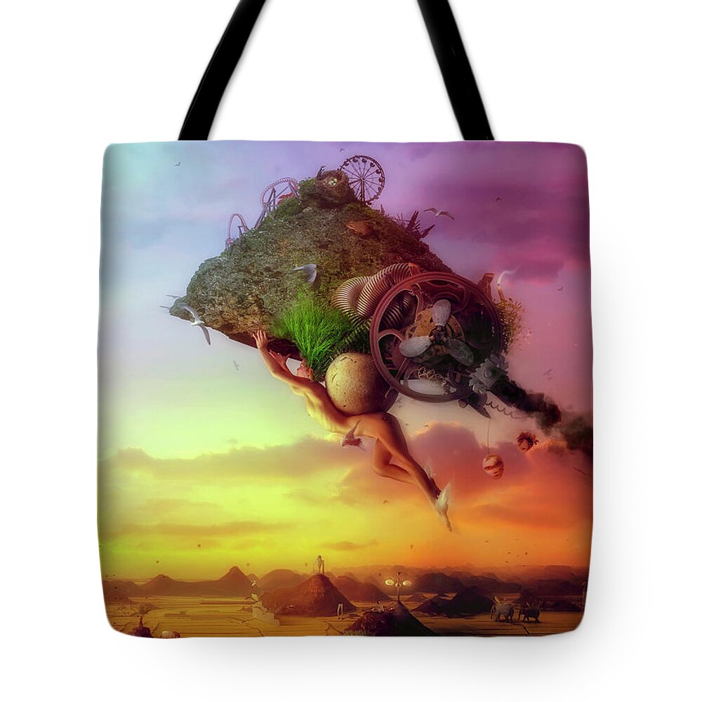 Flying Tote Bag featuring the digital art The Carnival is Over by Mario Sanchez Nevado