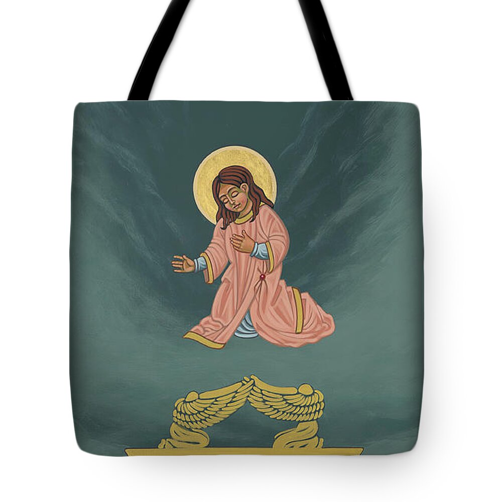 The Child Mary Soon To Become The Ark Of The Covenant Tote Bag featuring the painting The Child Mary Soon To Become The Ark of the Covenant by William Hart McNichols