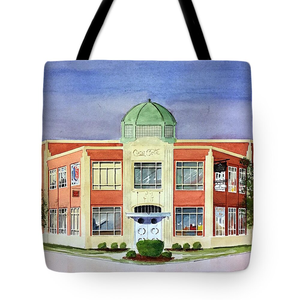 Architecture Tote Bag featuring the painting the Coca Cola Bldg. by William Renzulli