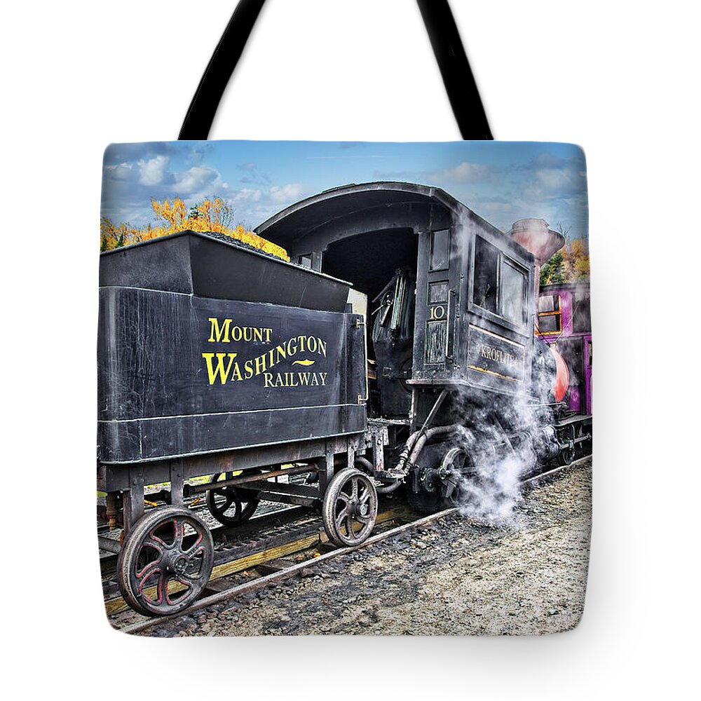 Landscape Tote Bag featuring the photograph The Cog Railway by Marcia Colelli