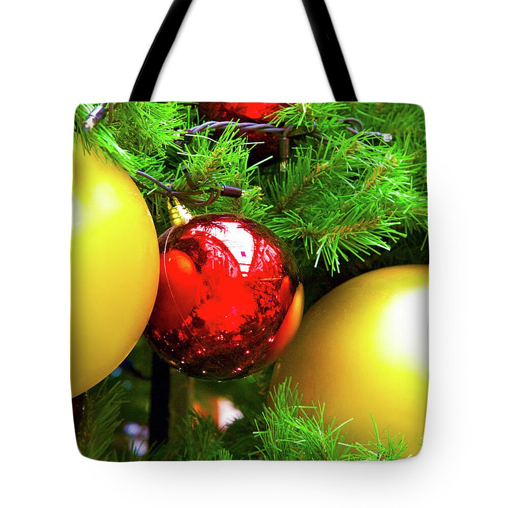 Ball Tote Bag featuring the photograph The Colors of Christmas by Pheasant Run Gallery