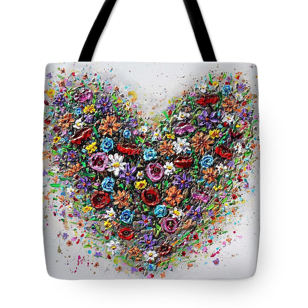 Heart Tote Bag featuring the painting The Colours of Love by Amanda Dagg