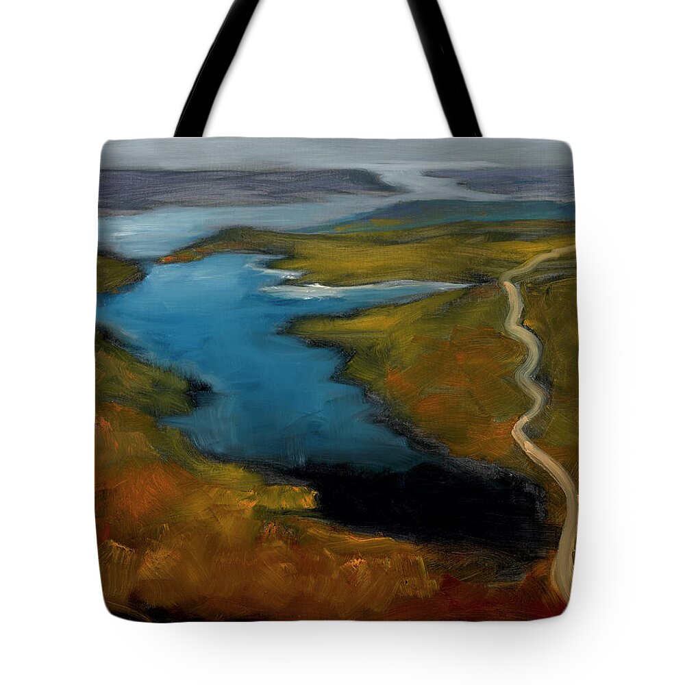 Loch Tote Bag featuring the painting The Course by Roger Clarke