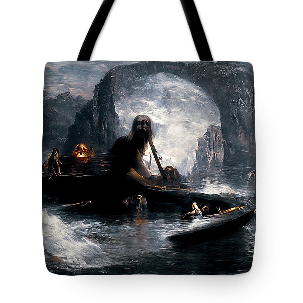 Styx Tote Bag featuring the painting The damned souls of the River Styx, 02 by AM FineArtPrints