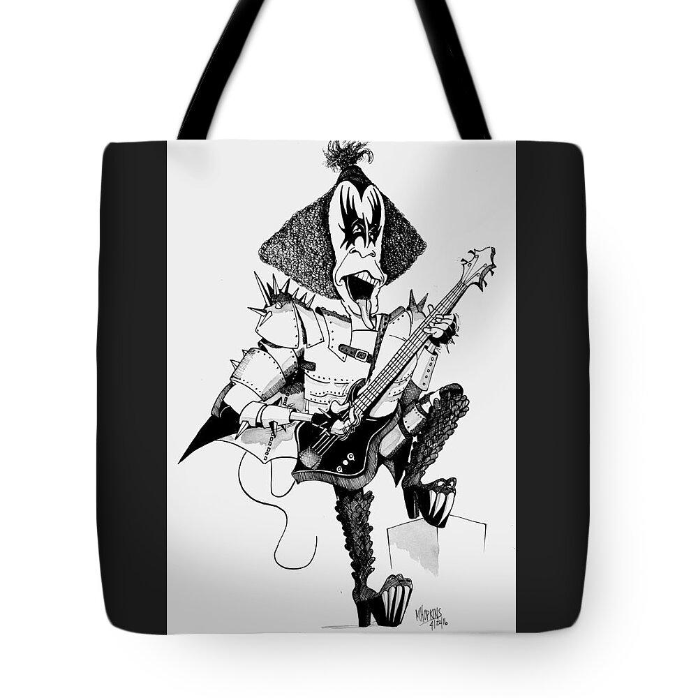 Kiss Tote Bag featuring the drawing The Demon by Michael Hopkins