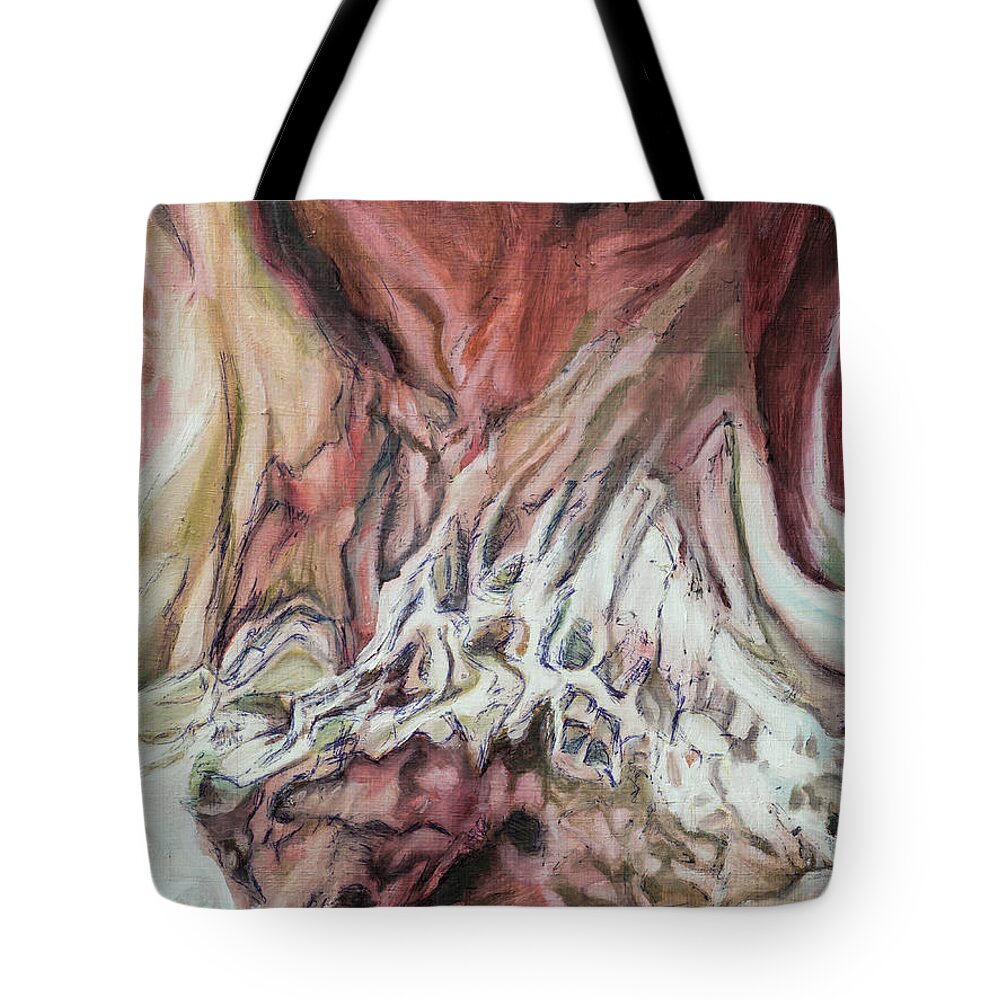 #artandoradiology; #painting; #artist; #oilpainting; #oilpainting; #art Tote Bag featuring the painting The Deviation of the Spine, Study 5 by Veronica Huacuja