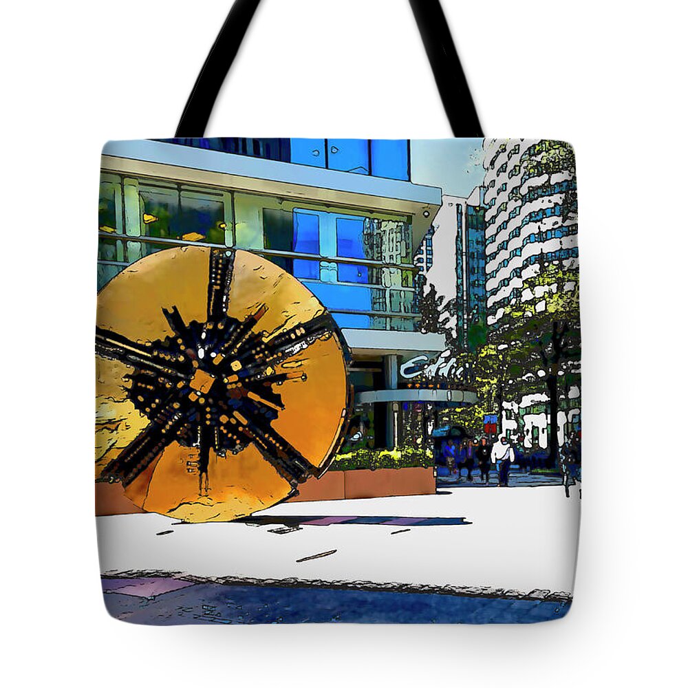 Architectural-photographer-charlotte Tote Bag featuring the digital art The Disk by SnapHappy Photos