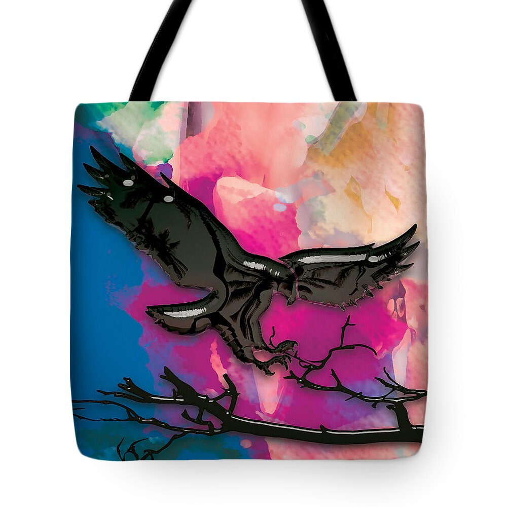 Eagle Tote Bag featuring the mixed media The Eagle Has Landed by Marvin Blaine