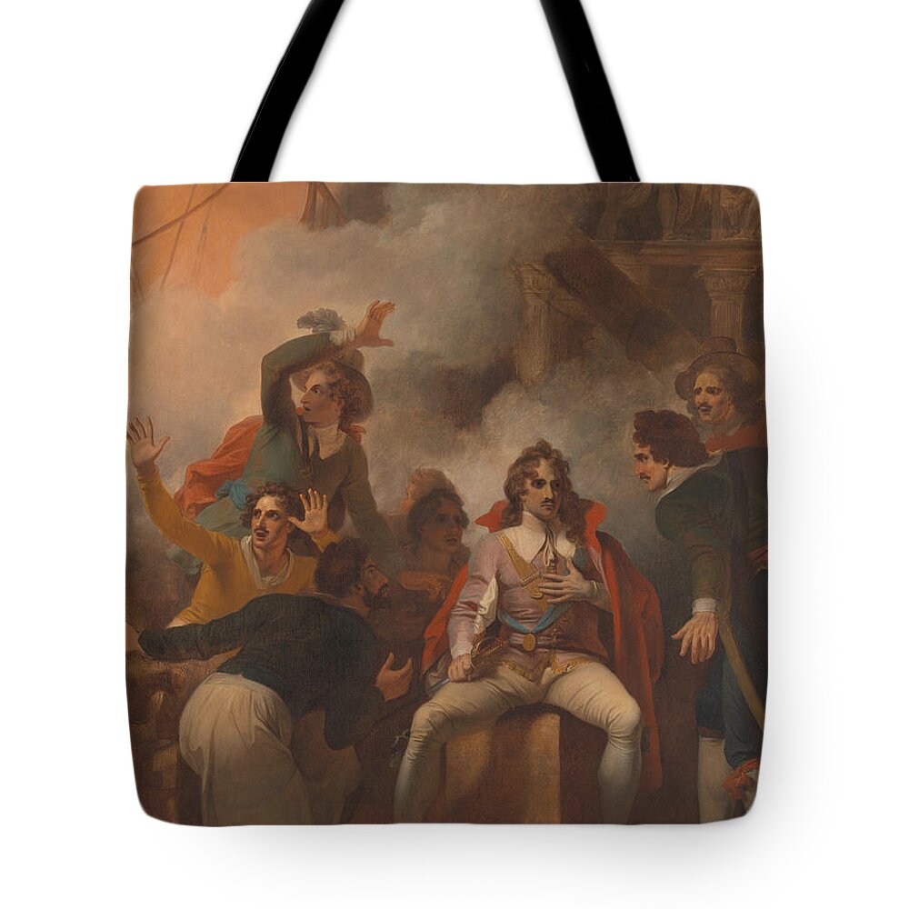 18th Century Tote Bag featuring the painting The Earl of Sandwich Refusing to Abandon by Robert Smirke