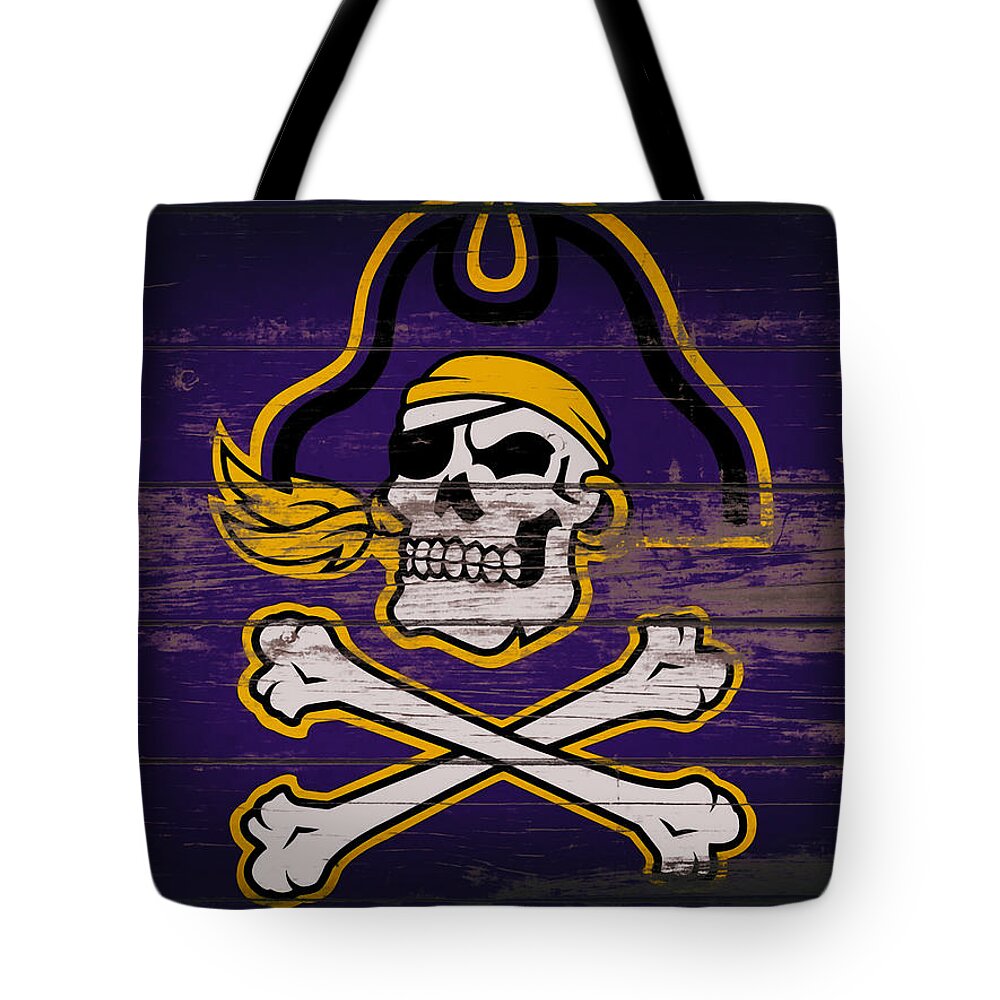 The East Carolina Pirates Tote Bag featuring the mixed media The East Carolina Pirates 1b by Brian Reaves