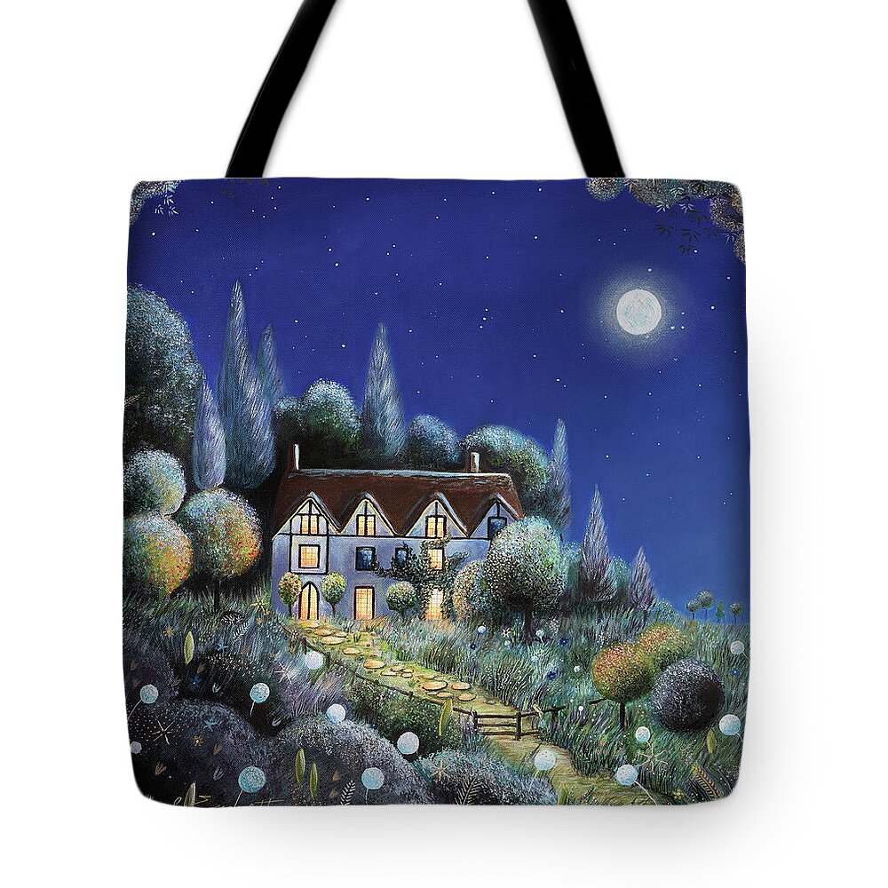 Enchanted Tote Bag featuring the painting The Enchanted Cottage by Rachel Emmett
