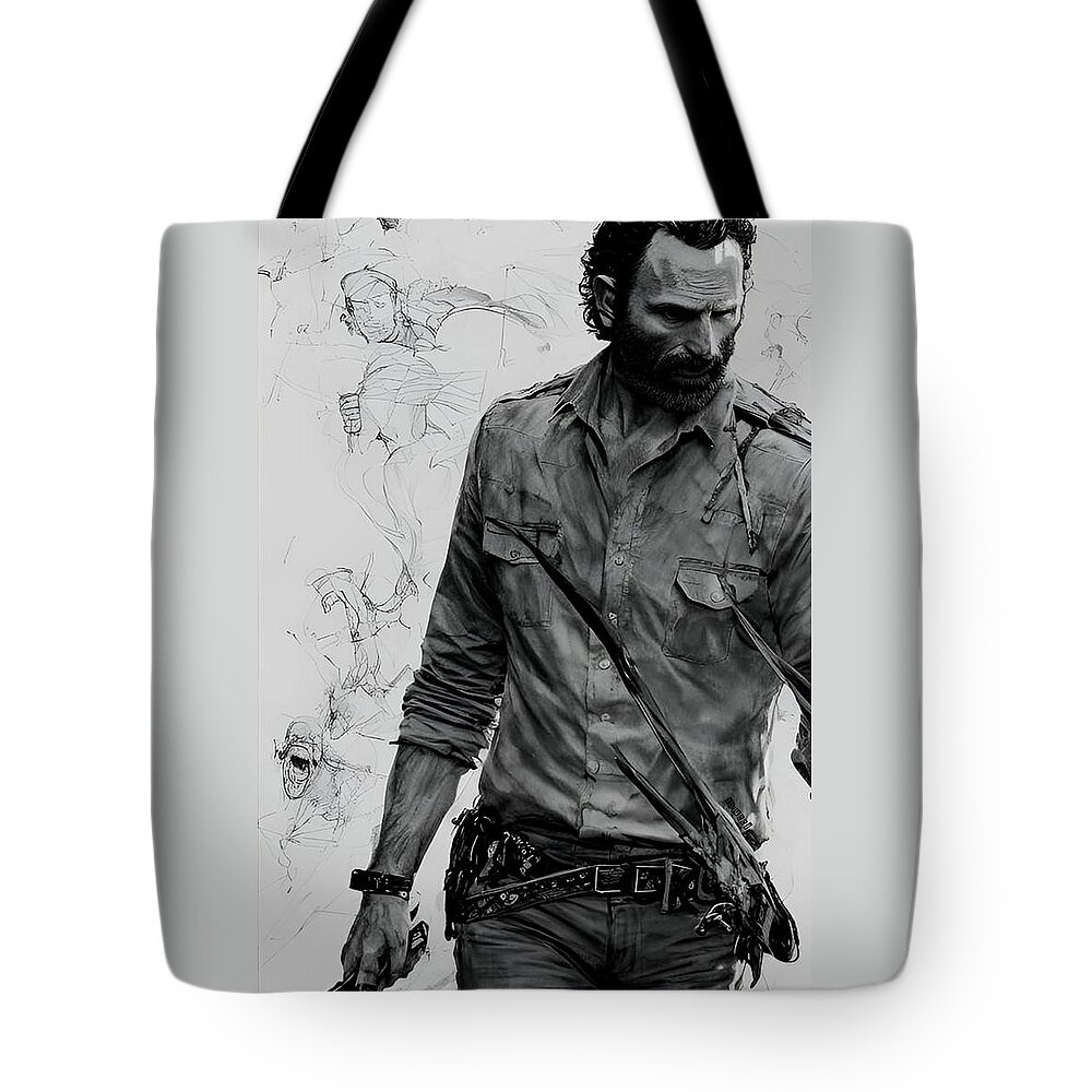 Andrew Lincoln Tote Bag featuring the digital art The End - Andrew Lincoln by Fred Larucci