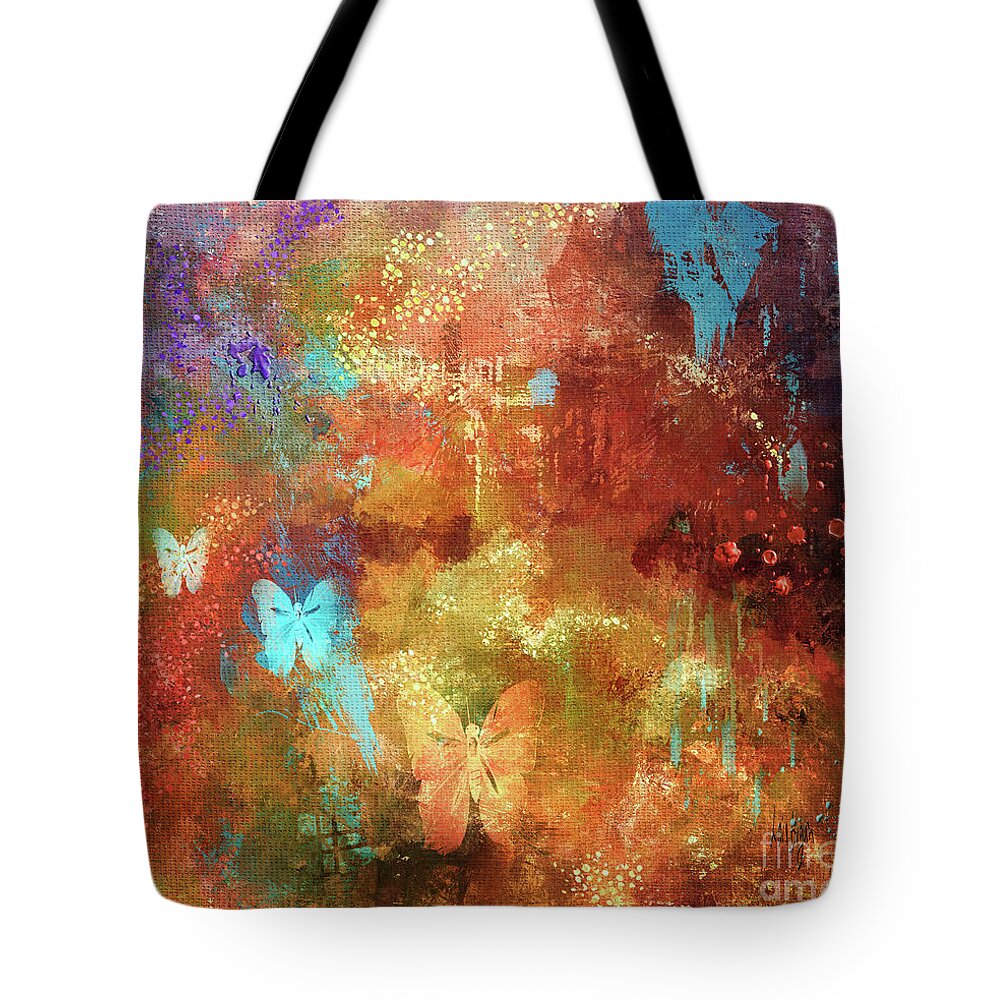 Abstract Tote Bag featuring the digital art The English Garden by Lois Bryan
