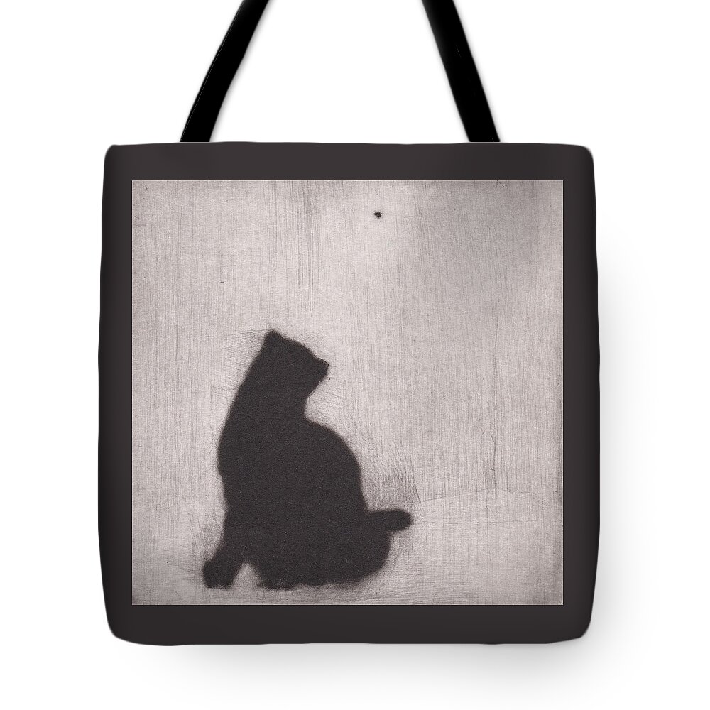 Cat Tote Bag featuring the drawing The Entomologist - etching by David Ladmore