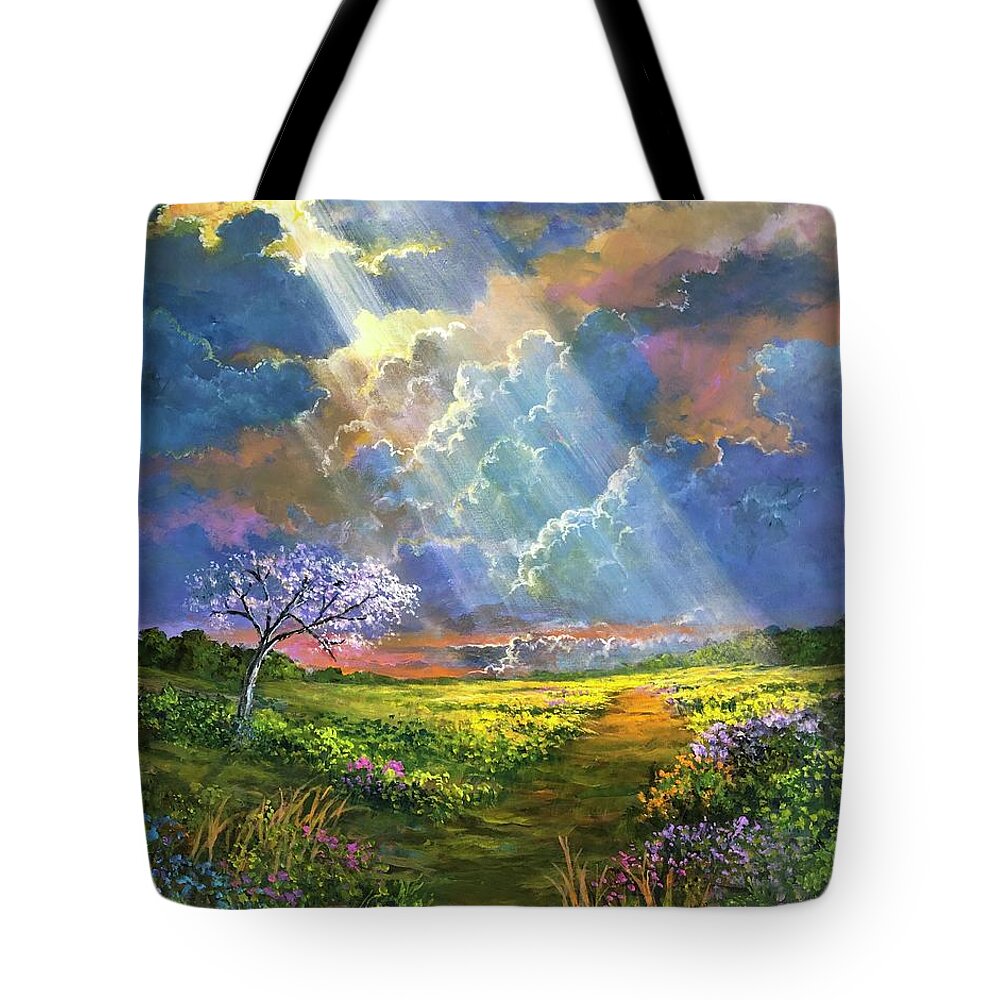 God Tote Bag featuring the painting The Essence Of Hope. His Guiding Light by Rand Burns