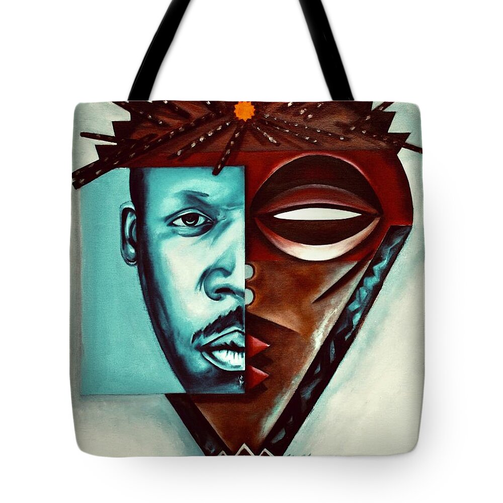 Keyon Harrold Tote Bag featuring the painting The Eternal Duality of Eminence / a portrait of Keyon Harrold by Martel Chapman