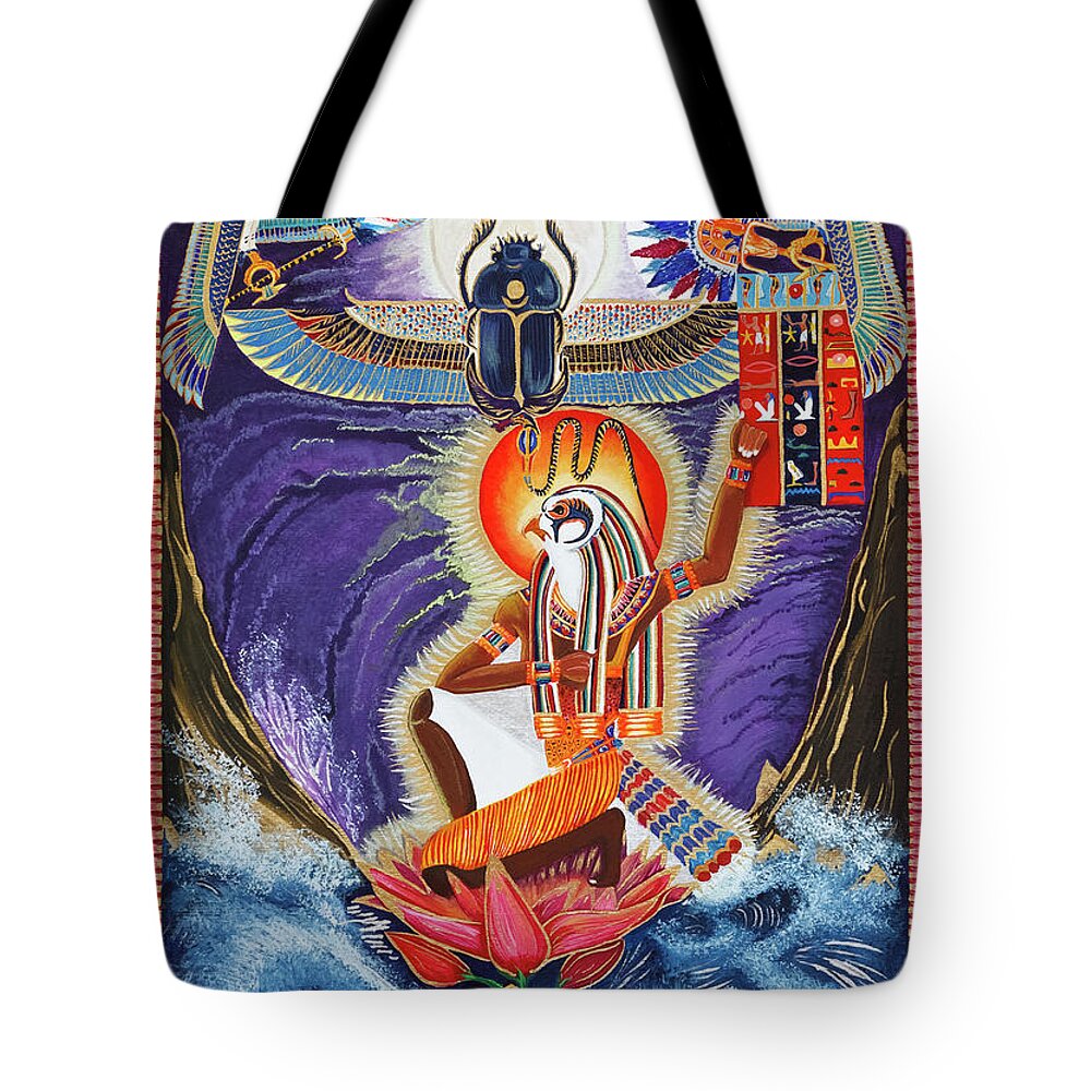 Ra Tote Bag featuring the mixed media The Father Ra by Ptahmassu Nofra-Uaa