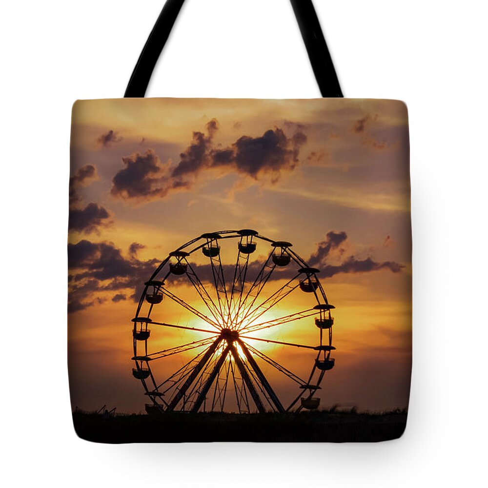Sunset Tote Bag featuring the photograph The Ferris Wheel by Christina McGoran