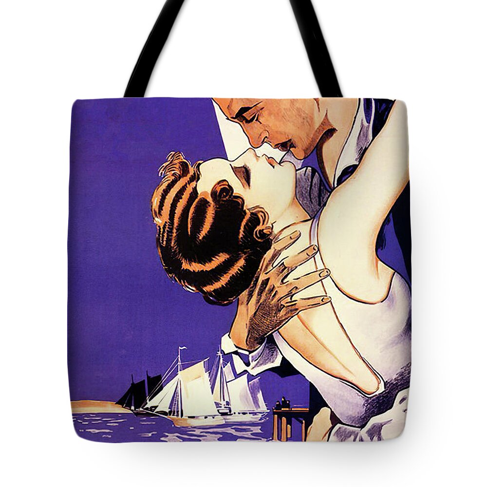 Fay Tote Bag featuring the painting ''The First Kiss'', 1928, movie poster painting by Movie World Posters