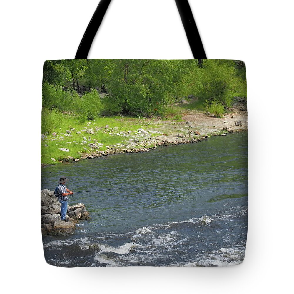Water Tote Bag featuring the photograph The Fisher by C Winslow Shafer