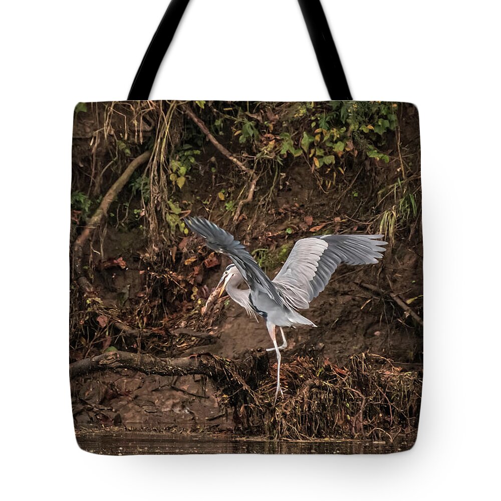 Heron Tote Bag featuring the photograph The Fisherman by DArcy Evans