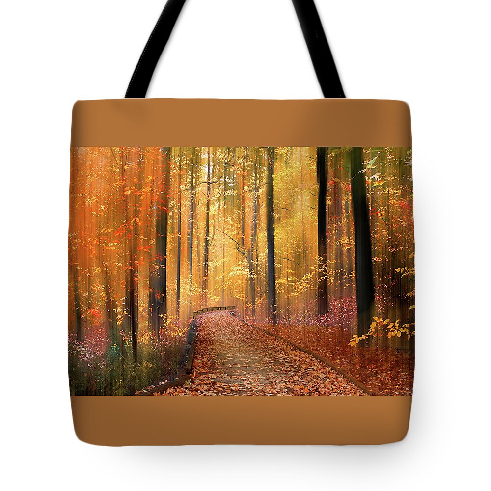 Forest Tote Bag featuring the photograph The Flickering Forest by Jessica Jenney