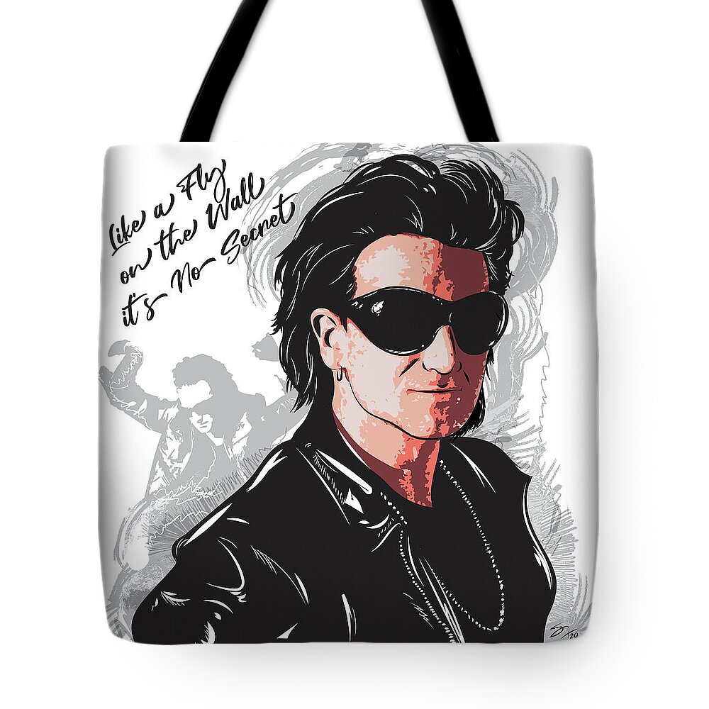Bono Tote Bag featuring the digital art The Fly Achtung Baby by Steve Follman