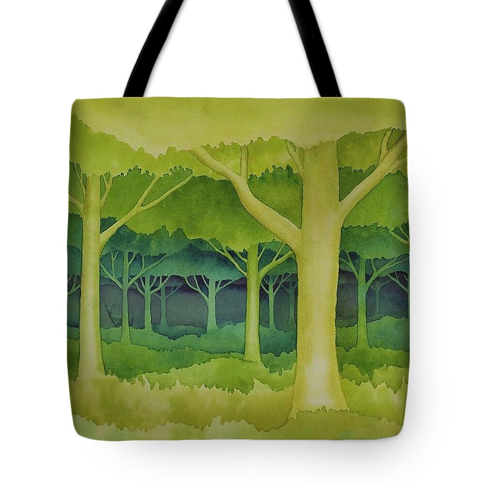 Kim Mcclinton Tote Bag featuring the painting The Forest for the Trees by Kim McClinton